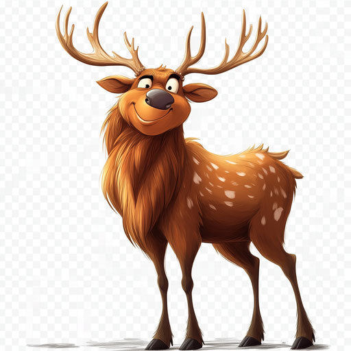Humorous caricature of an elk clipart with human characteristics