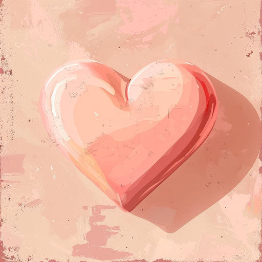 Realistic love illustration on flat pastel peach background highlighting subtle luminosity
