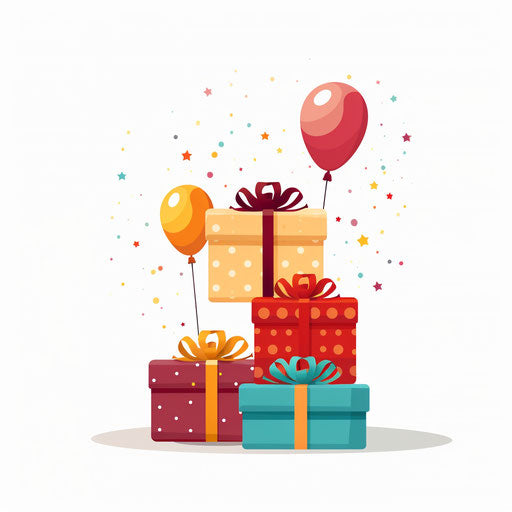 Birthday clipart in Minimalist style, on white background