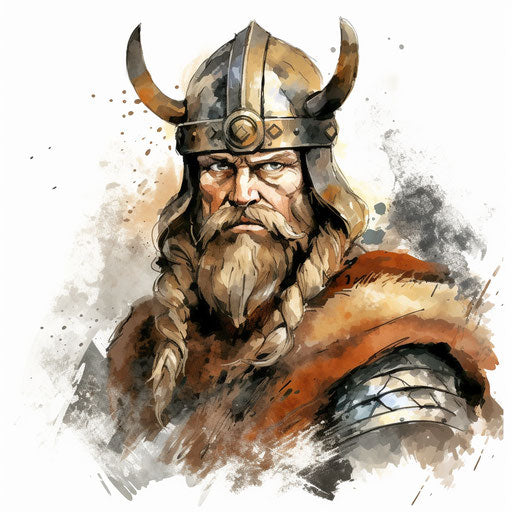 Viking clipart in Oil painting style, white background