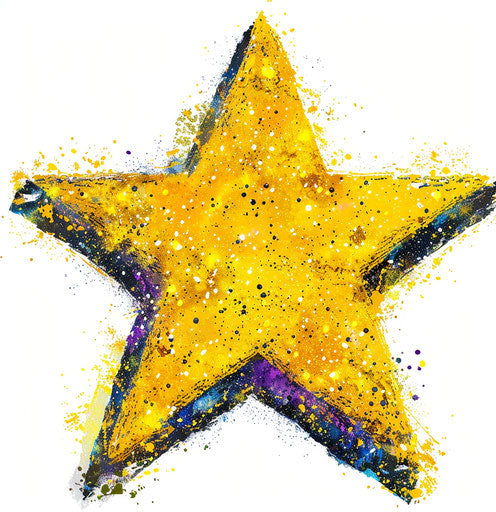 Shiny yellow star on vibrant background