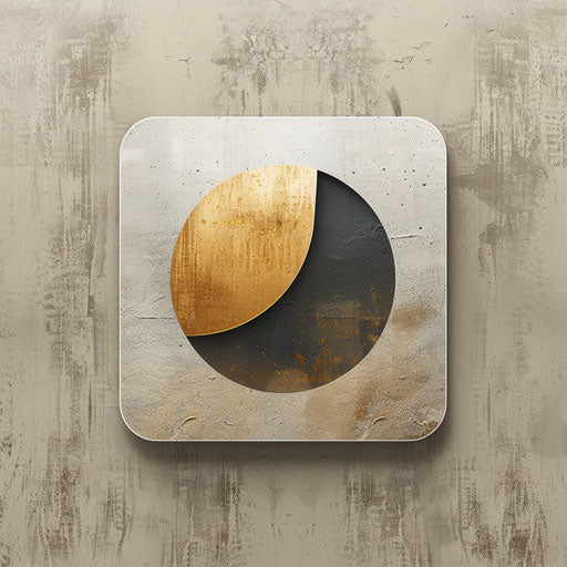 Sophisticated app logo with a muted palette and textured background
