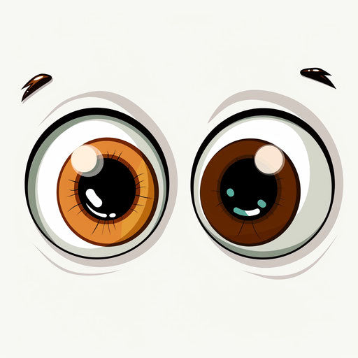 Cartoon of two eyes, one brown and the other white