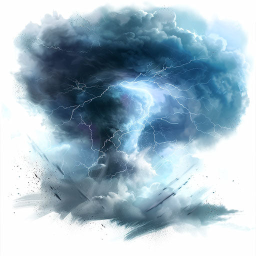 Storm clipart in photo realistic style with flat white background