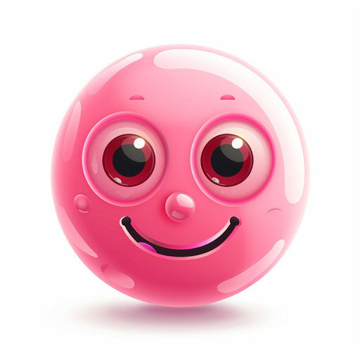Pink smiley face with eyes, cute, vector art for mobile game icon
