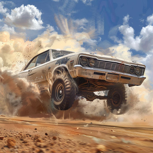 1967 Chevy Bel Air with fat tires in desert rally race