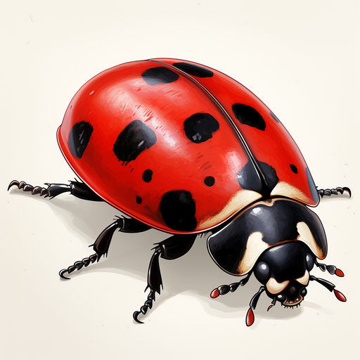 Ladybird Art in Chiaroscuro style on white background