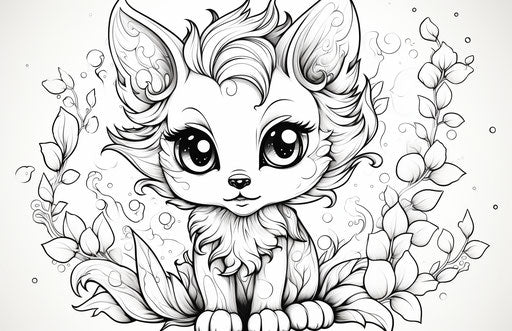 Cute kitten coloring pages, animated expressions style