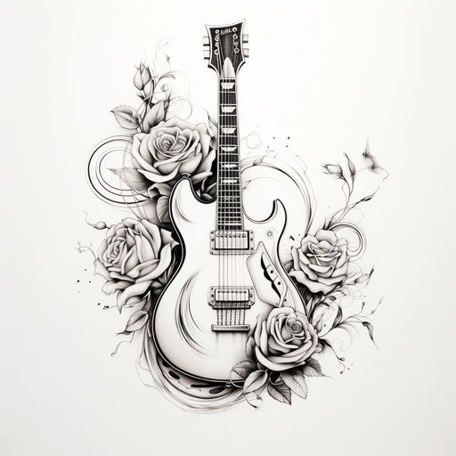 Electric guitar tattoo drawing ideas