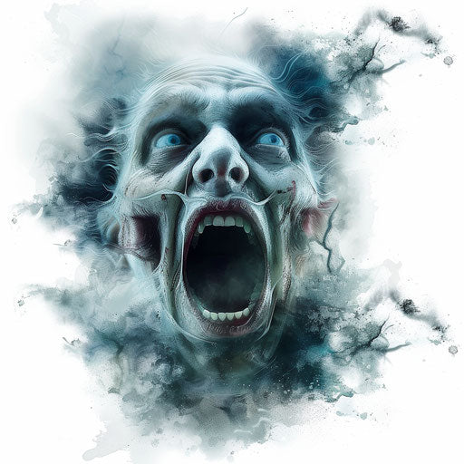 Hyper-realistic fear clipart on flat white background