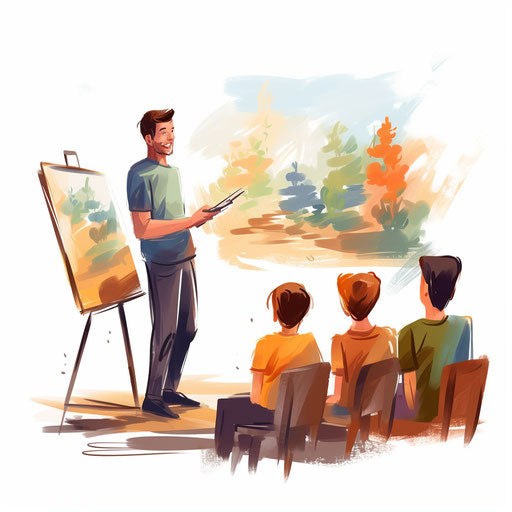 Teacher giving lessons in Impressionistic Art