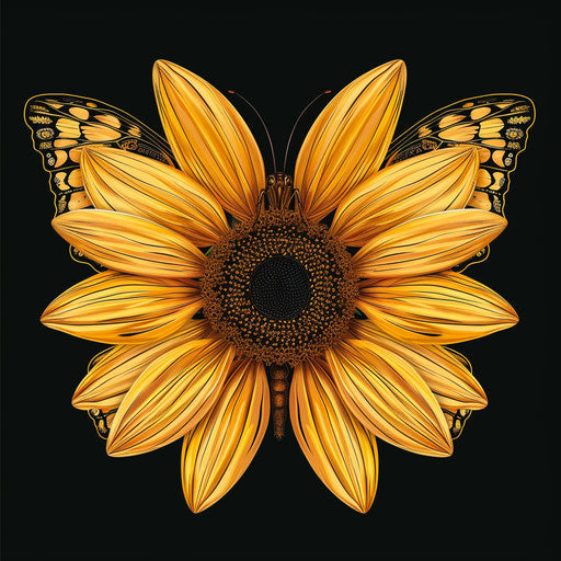 Sunflower clipart in photo realistic style on random flat background
