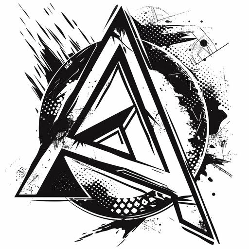 Anarchy symbol with geometric patterns, clipart style