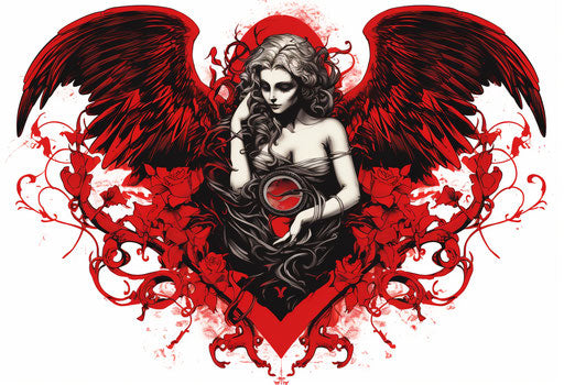 Heart tattoo with angels and infinity symbol