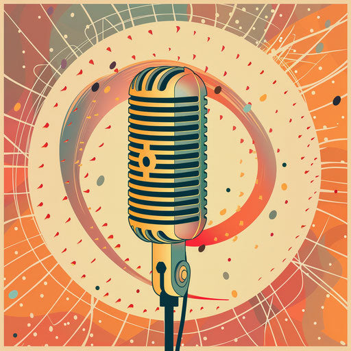 Voice clipart with flat random background and delicate lines