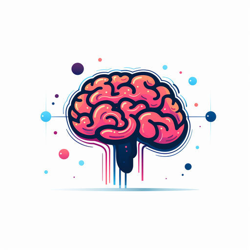 Minimalist style brain clipart on white background