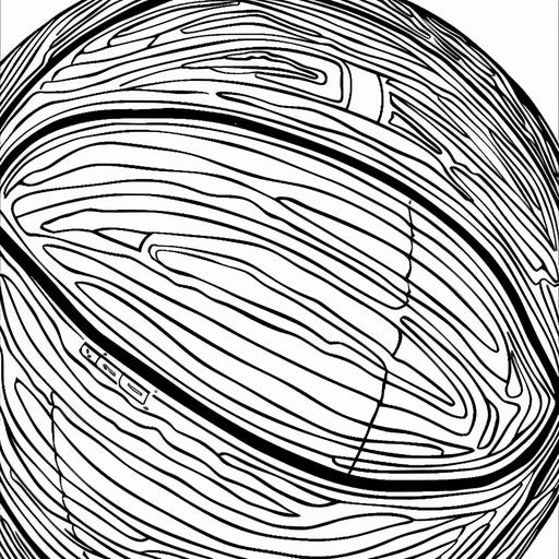 Intricate texture patterns on basketball. Coloring page