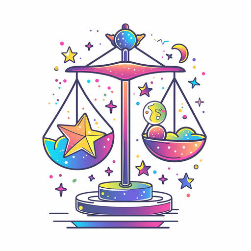 The Libra constellation in a playful clipart style flat tattoo sketch