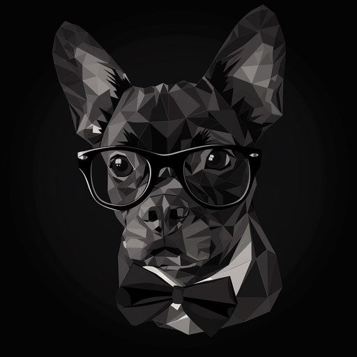 Graphic dog with glasses and bowtie