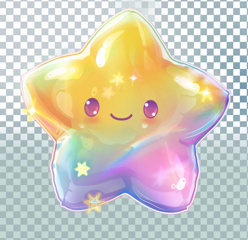Rainbow star on transparent background, nintencore style