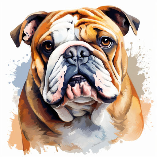 Bulldog painting oil style on white background