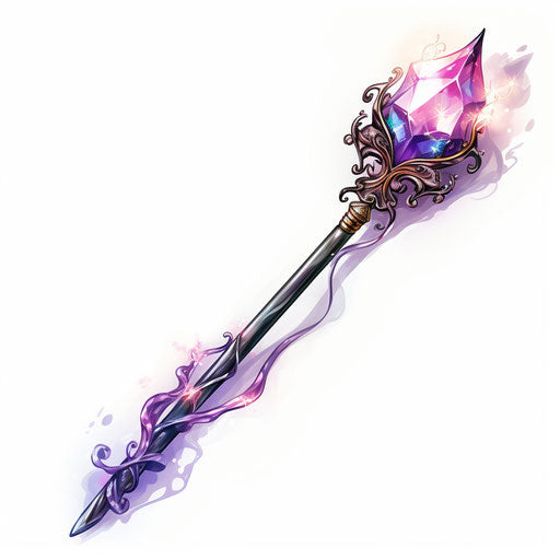 Magic wand clipart in the style of Chiaroscuro Art, on a white background