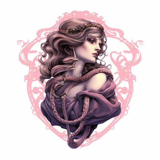 Conceptual tattoo illustration for women, occultism, and culture