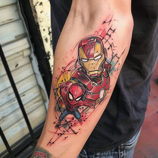 Mother son tattoos with superhero themes