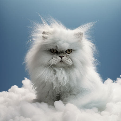 Fluffy Persian cat on a wooden table