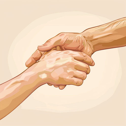 Helping hands clipart in realistic style with random background
