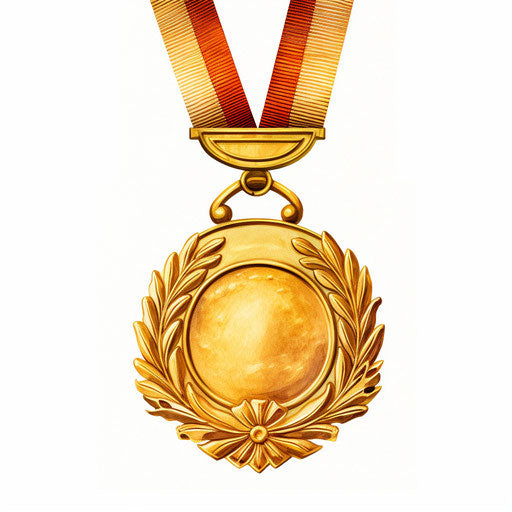 Gold medal in the style of Oil painting on white background