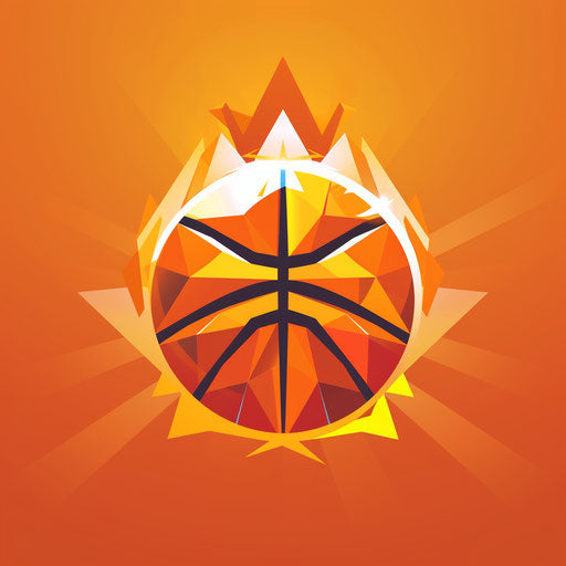 Modern basketball logo with geometric shapes and bright orange background