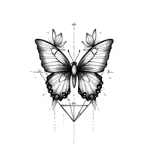 Butterfly tattoos for women with abstract geometric shapes