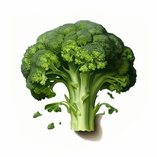 Broccoli clipart in the style of Oil painting on white background