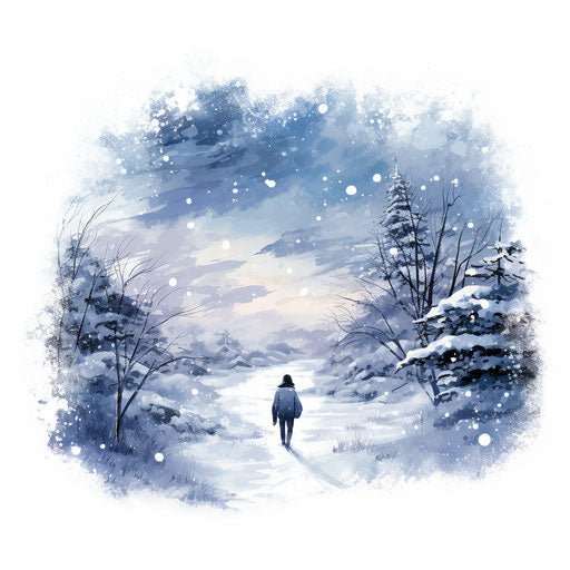 Snow illustration in the style of Chiaroscuro Art on a white background