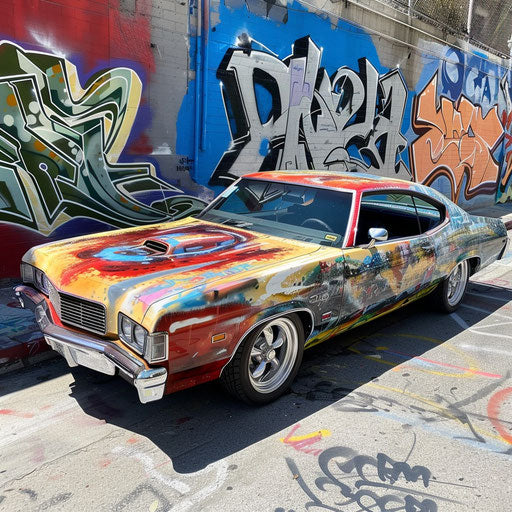 1976 Malibu Classic with custom graffiti art paint job