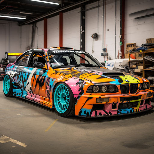 Custom designed decals following the contours of the classic BMW M3