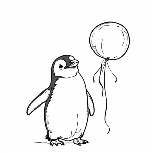 Penguin with balloon outline for coloring. Coloring page