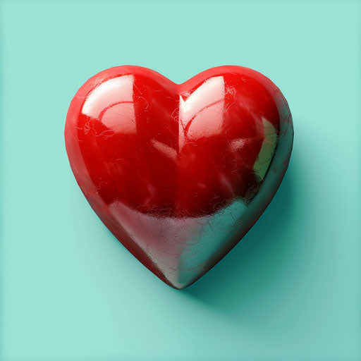 Realistic red heart clipart on serene aqua background