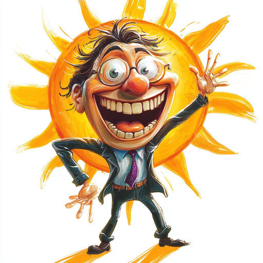 Humorous caricature of an insurance character with human traits