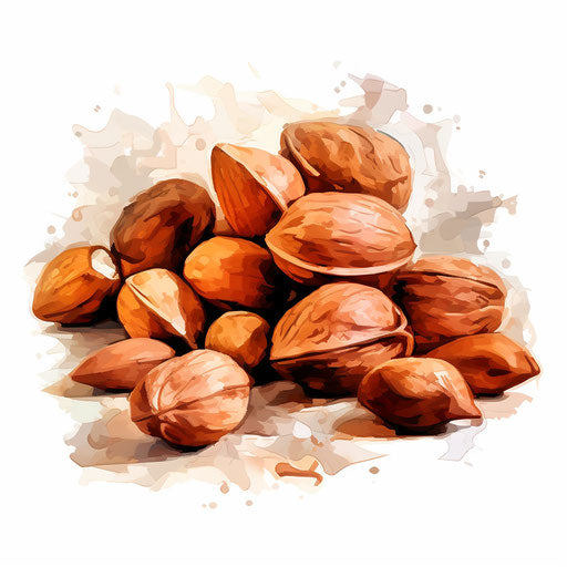 Nut clipart in the style of Impressionistic Art, on white background