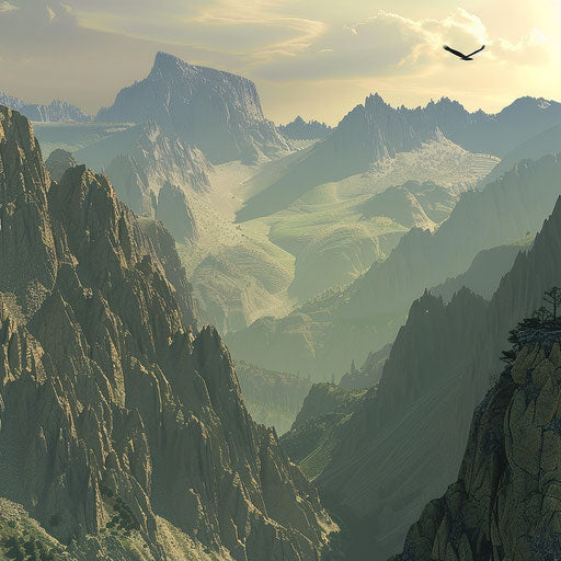 The Pyrenees Mountains with an eagle soaring above
