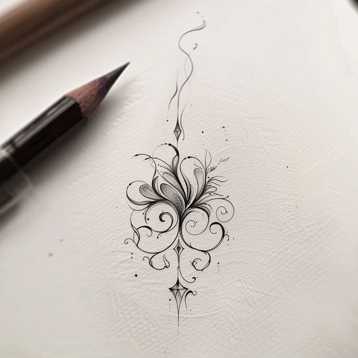 Sketch of an elegant tattoo of a hakuna matata symbol with delicate curves and soft gradients