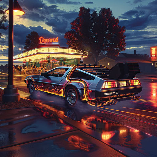 Vintage 1981 DeLorean DMC-12 Hotrod Flame Chrome Diner