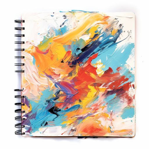 Notebook paper in Impressionistic Art style on white background