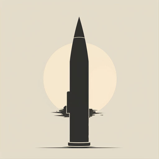 Minimalist flat tattoo sketch of a bullet silhouette