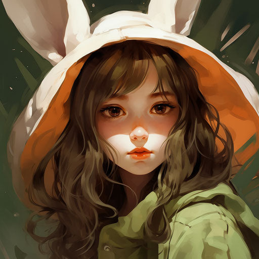 Girl with a hat and bunny ears