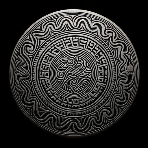 Tribal design in circular shape inspired by Maori and Tongan art