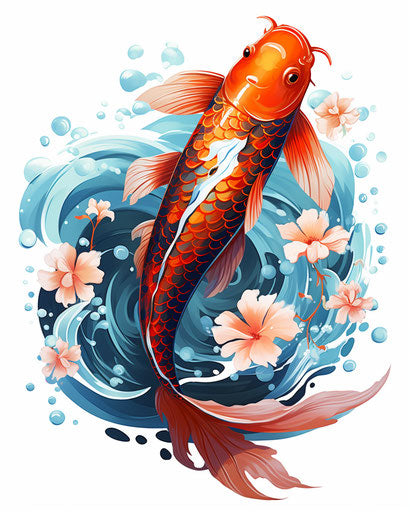 Koi fish tattoo drawing on white background