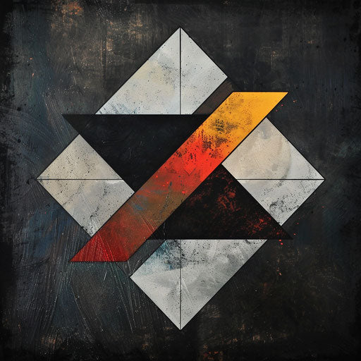 Modern painting logo with geometric shapes on dark grey background